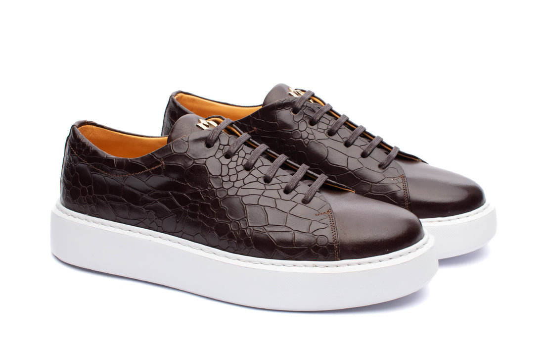 The Croco Sneakers - Brown - Sneaker by Urbbana