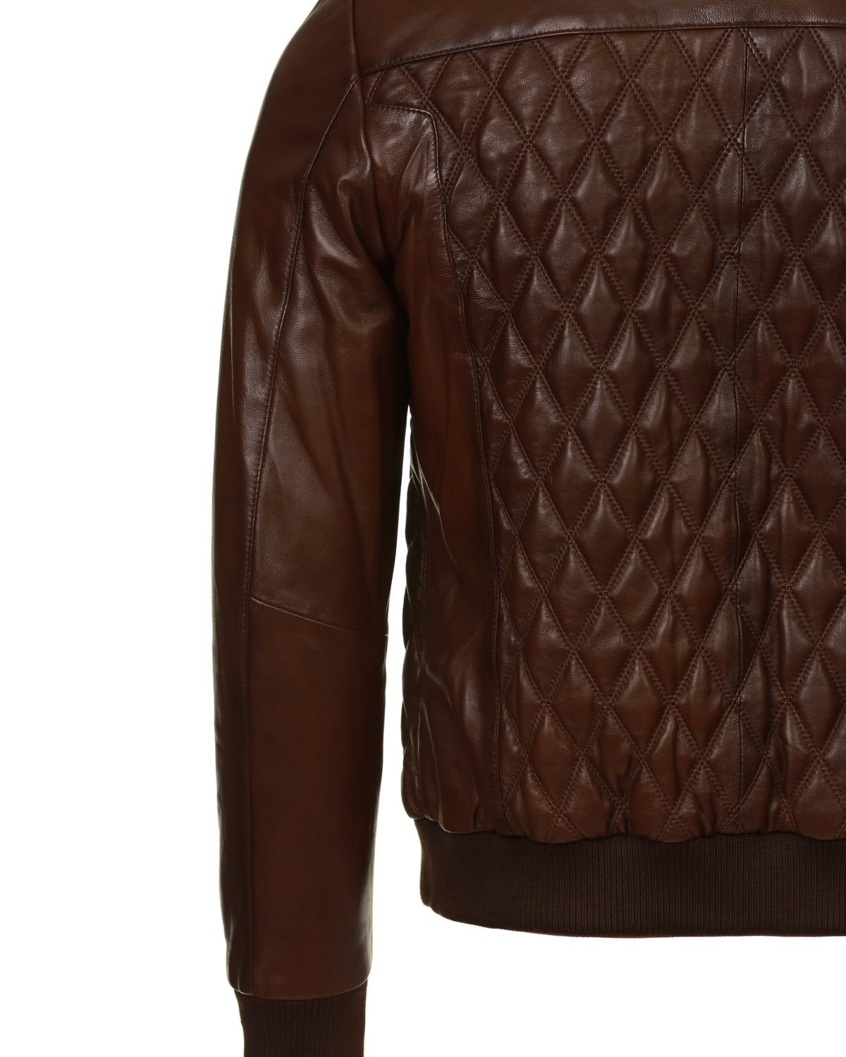 Lambskin Leather Jacket - Brown Diamond - Leather Jacket by Urbbana
