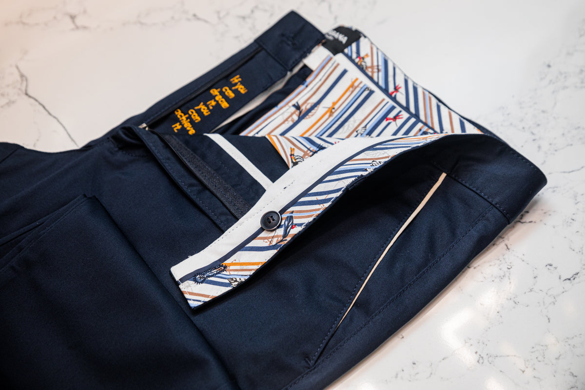 Navy Cotton Stretch Chinos - URBBANA Stretch Chinos