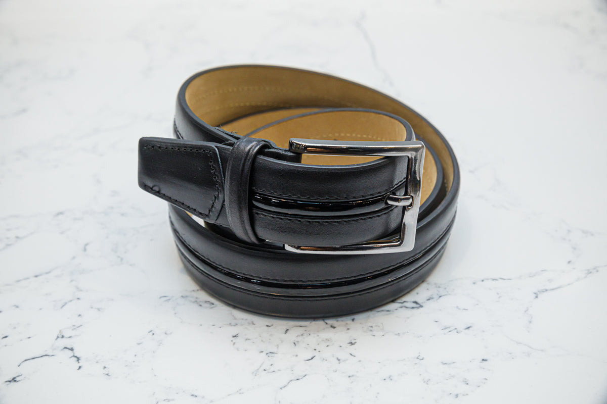 The Tenuso Black Pipe Belt - URBBANA Leather Belt Collection